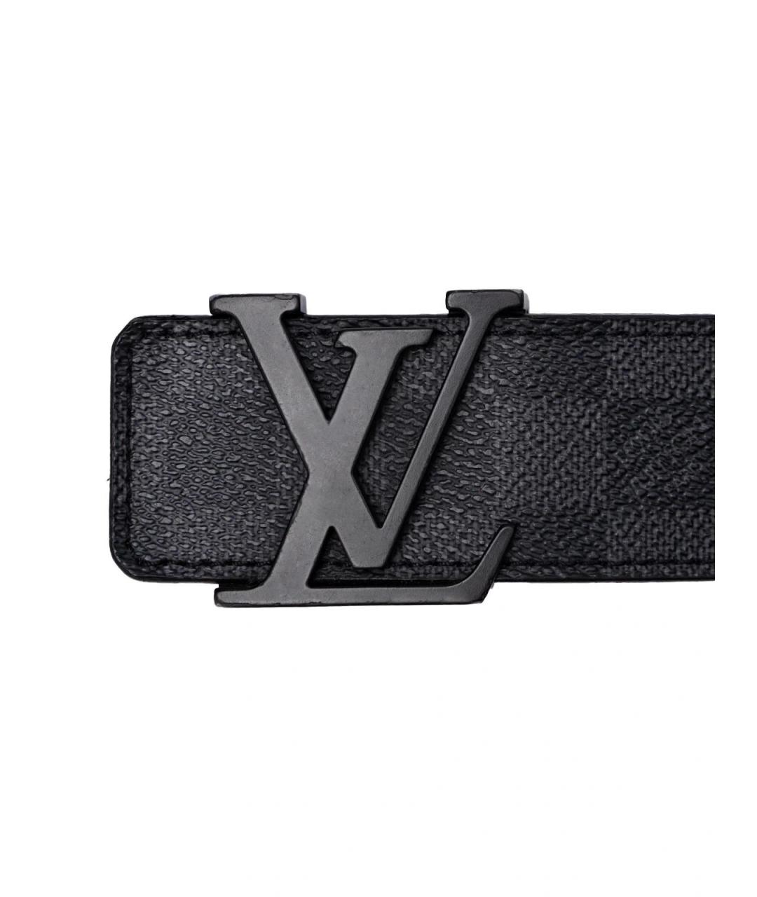LOUIS VUITTON Черный кожаный ремень, фото 2