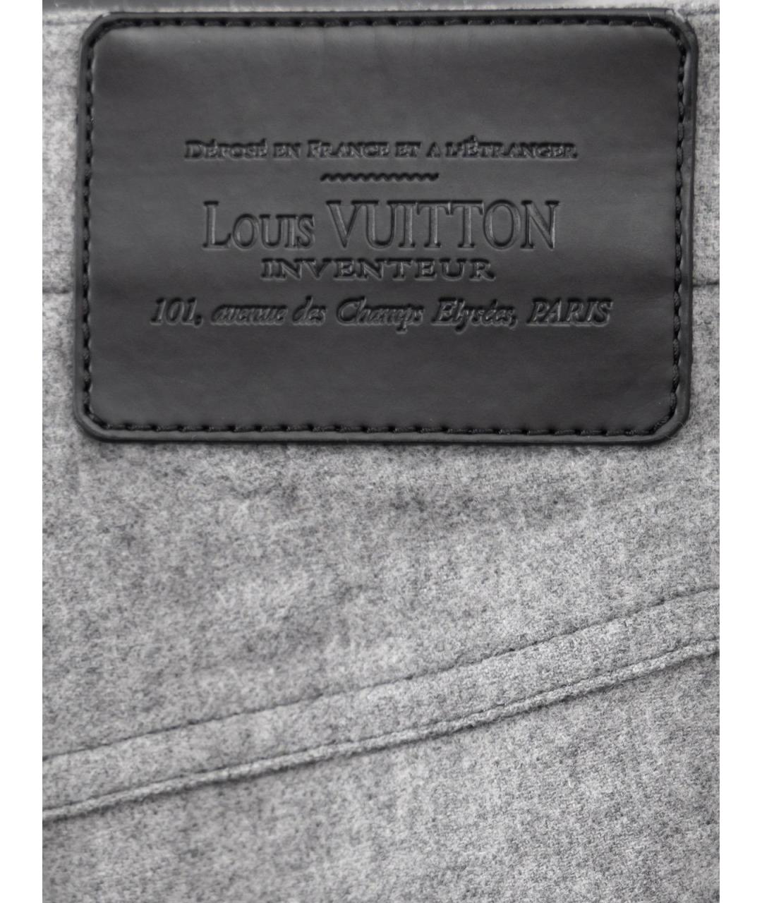 LOUIS VUITTON Серые шерстяные прямые брюки, фото 4