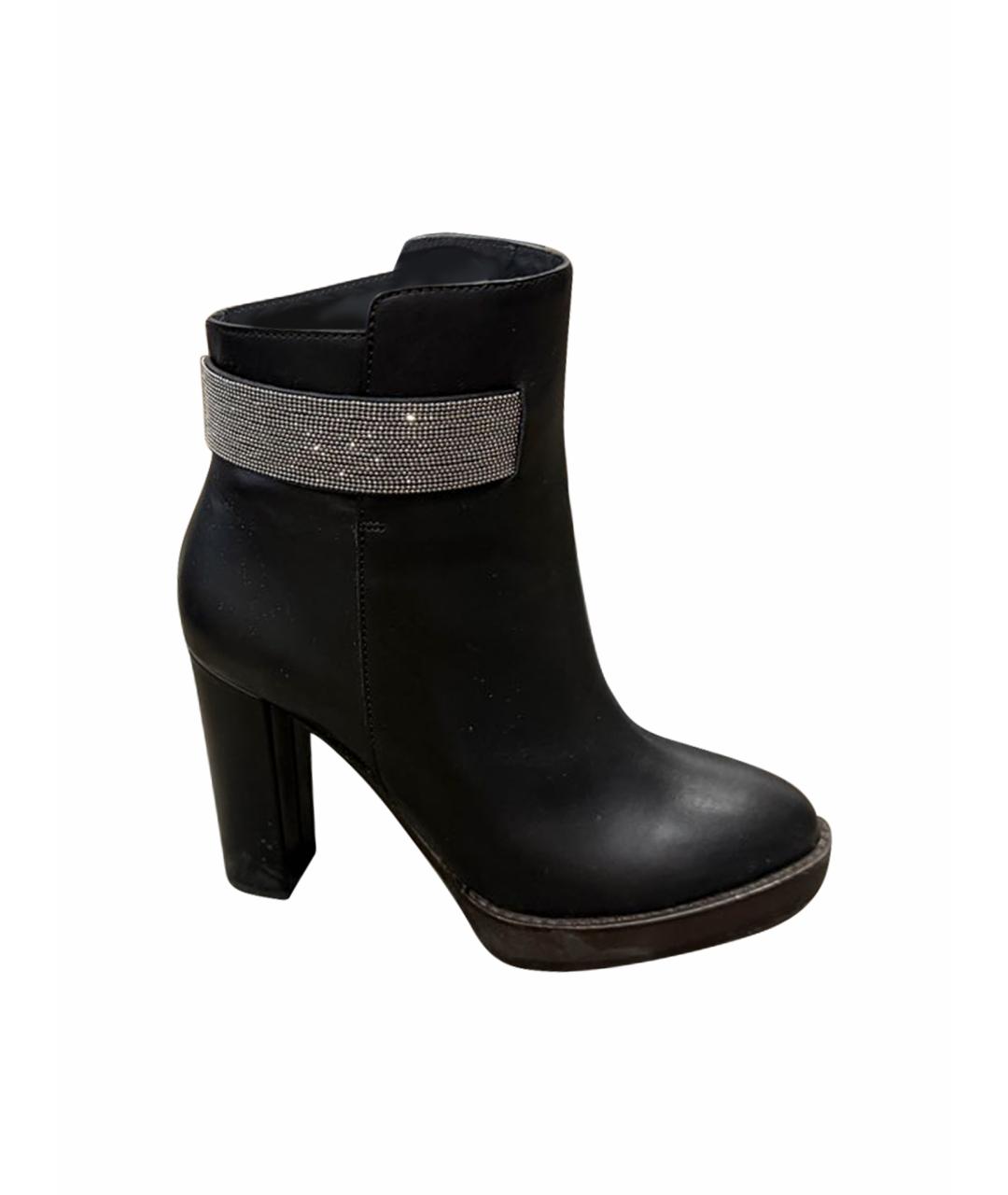 BRUNELLO CUCINELLI Черные кожаные ботильоны, фото 1