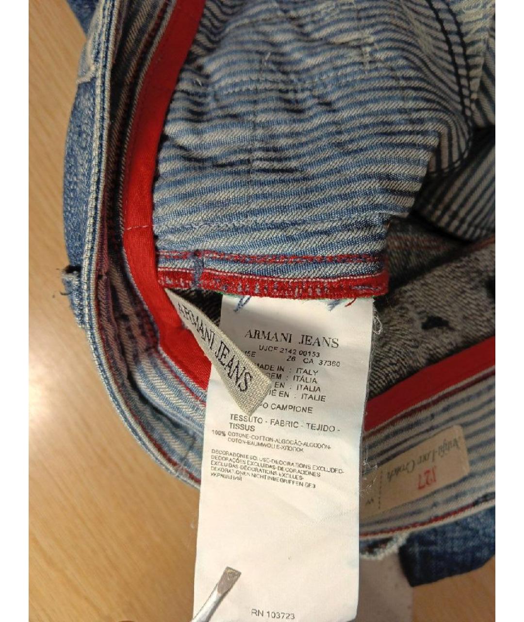 ARMANI JEANS Синие хлопковые джинсы, фото 5