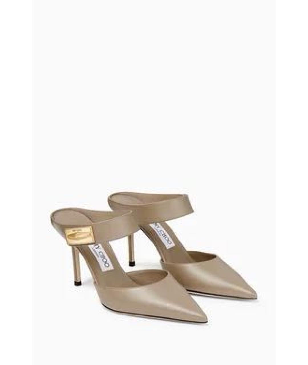 JIMMY CHOO Бежевые кожаные мюли, фото 2