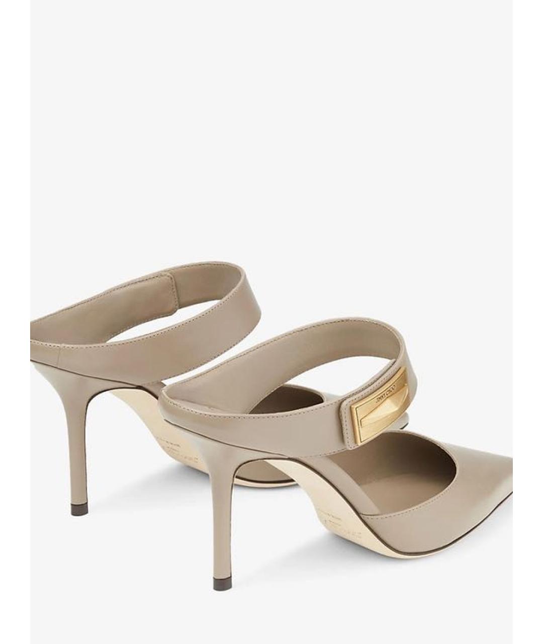 JIMMY CHOO Бежевые кожаные мюли, фото 4