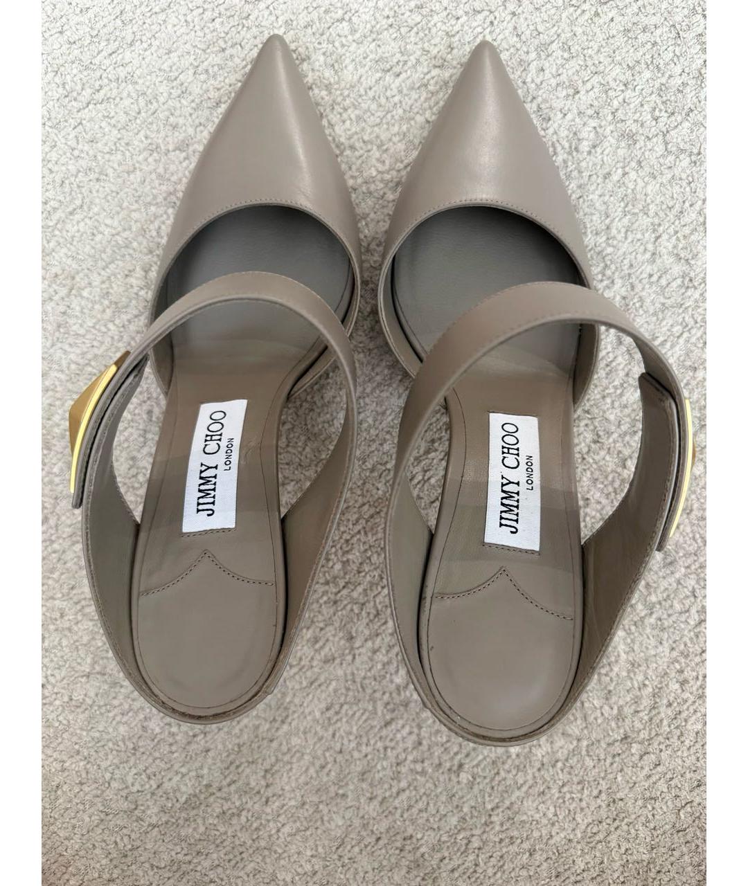 JIMMY CHOO Бежевые кожаные мюли, фото 3