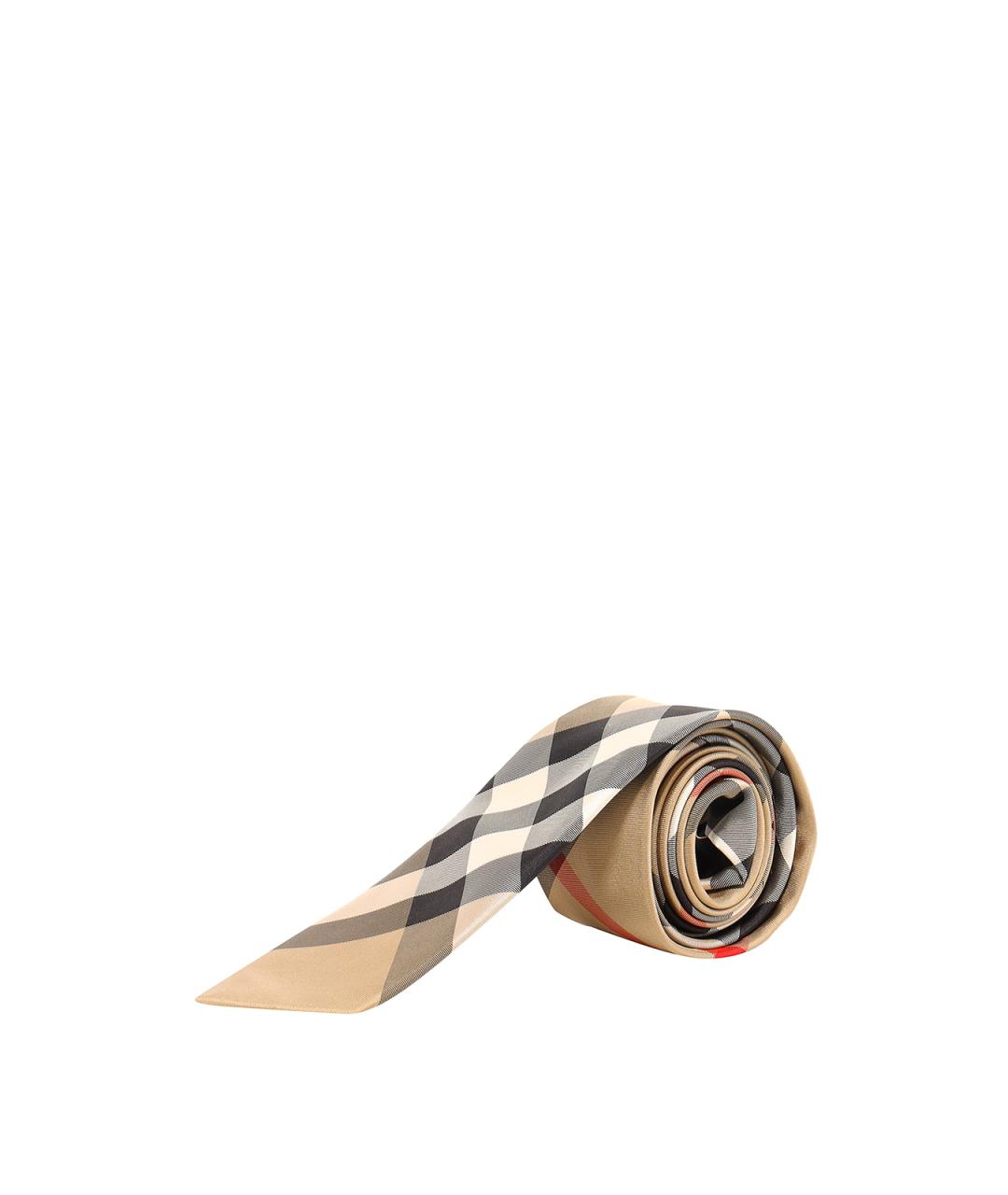 BURBERRY Бежевый шелковый галстук, фото 2