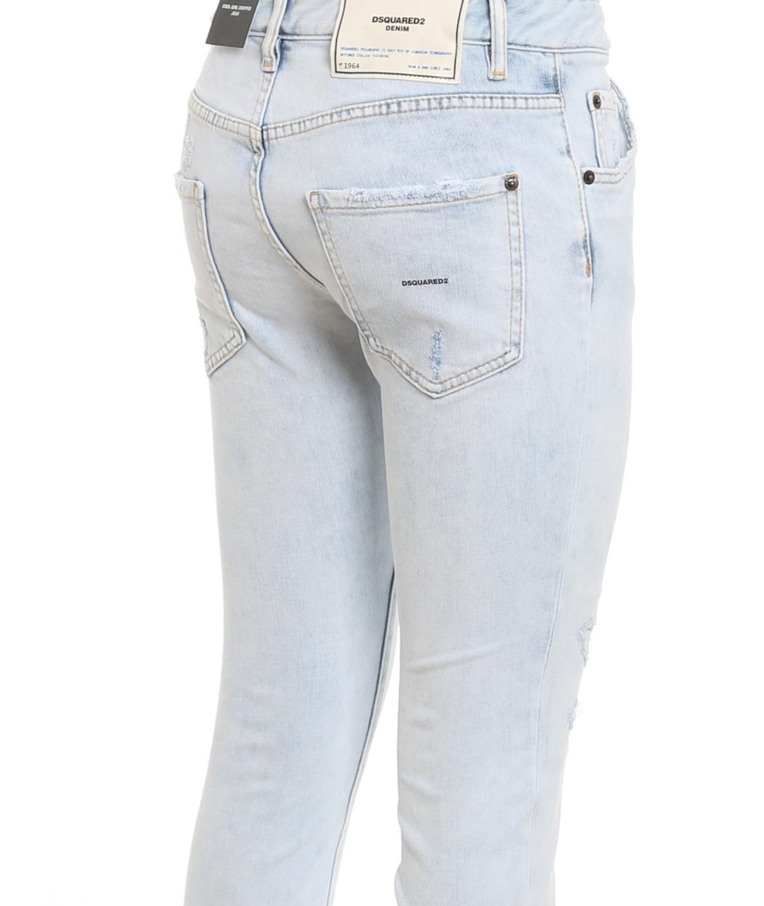 DSQUARED2 Голубые хлопковые прямые джинсы, фото 3