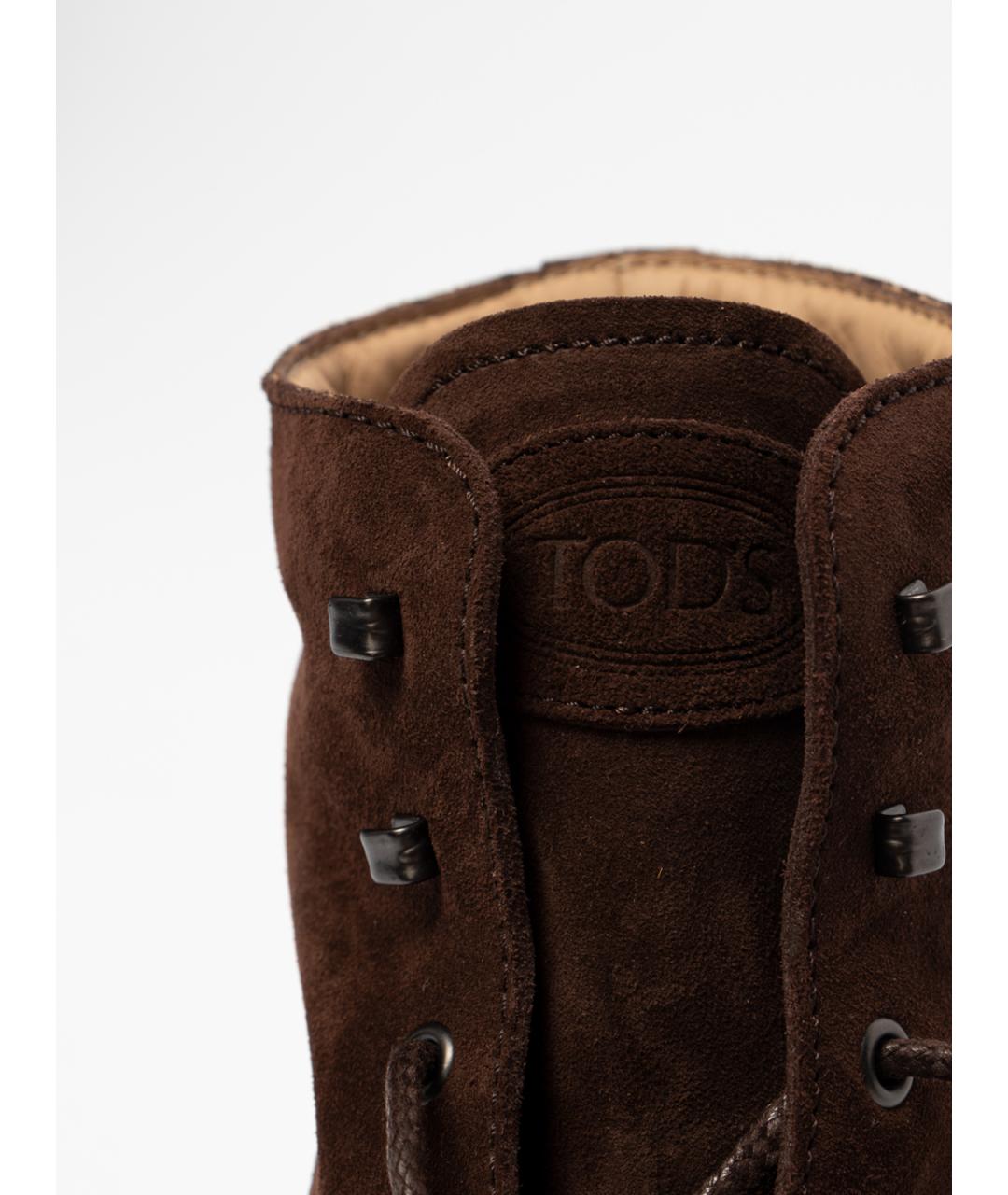 TOD'S Коричневые замшевые высокие ботинки, фото 4
