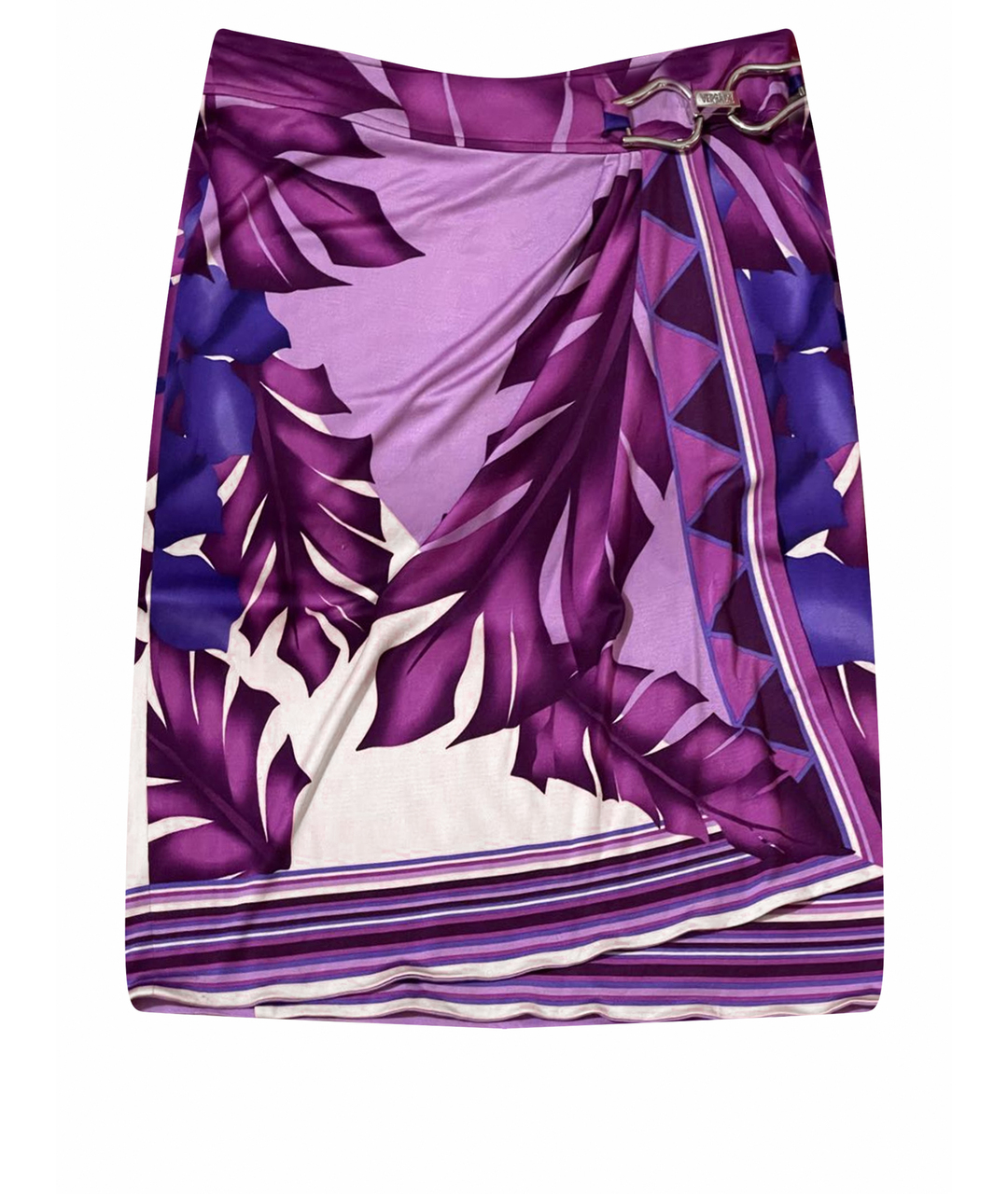 VERSACE VINTAGE Фиолетовая шелковая юбка миди, фото 1