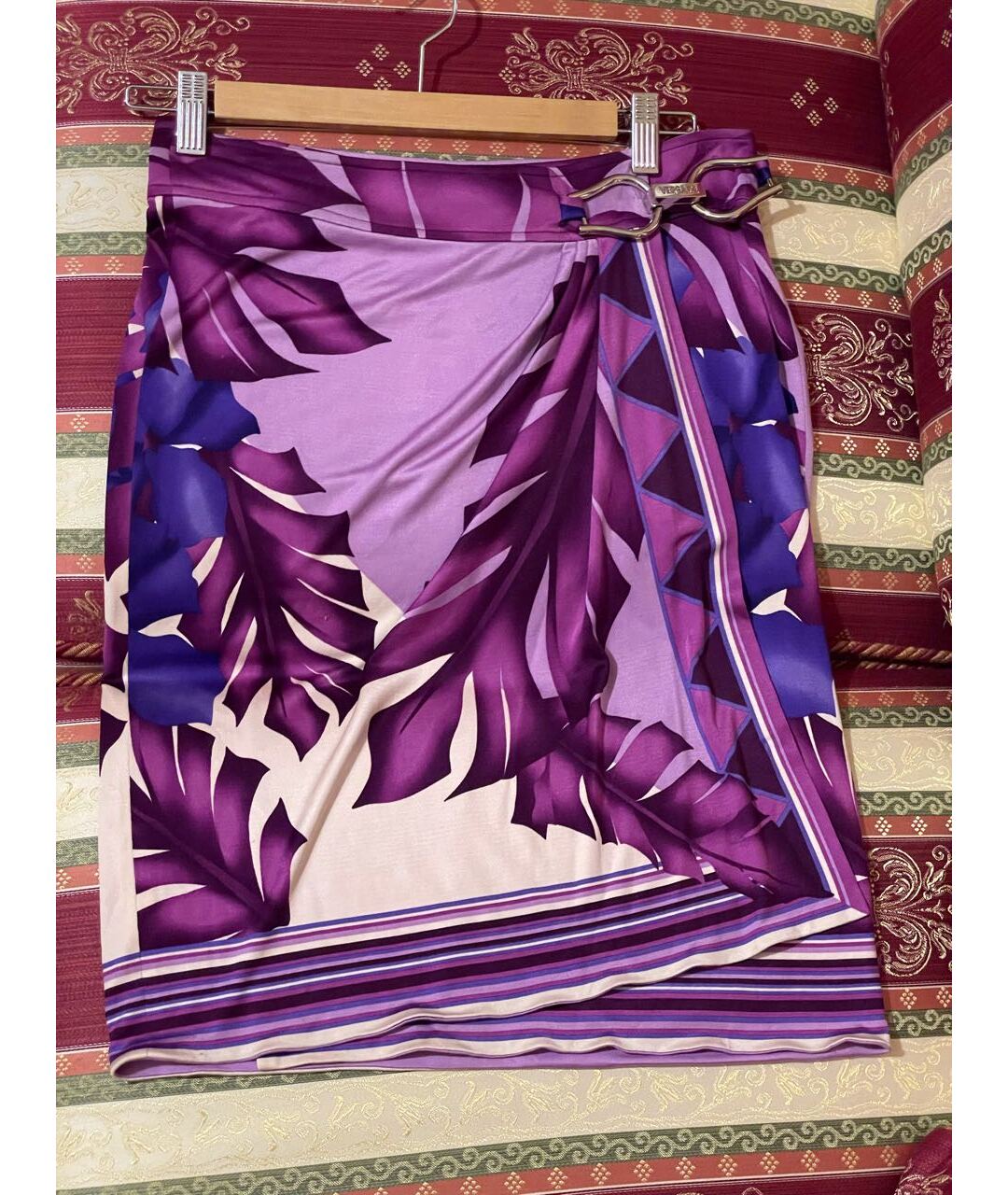 VERSACE VINTAGE Фиолетовая шелковая юбка миди, фото 7