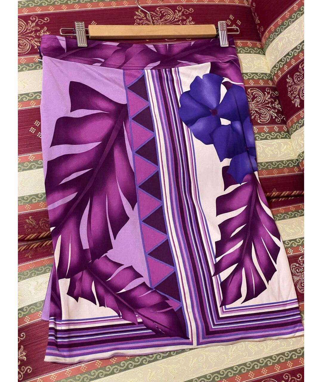 VERSACE VINTAGE Фиолетовая шелковая юбка миди, фото 3