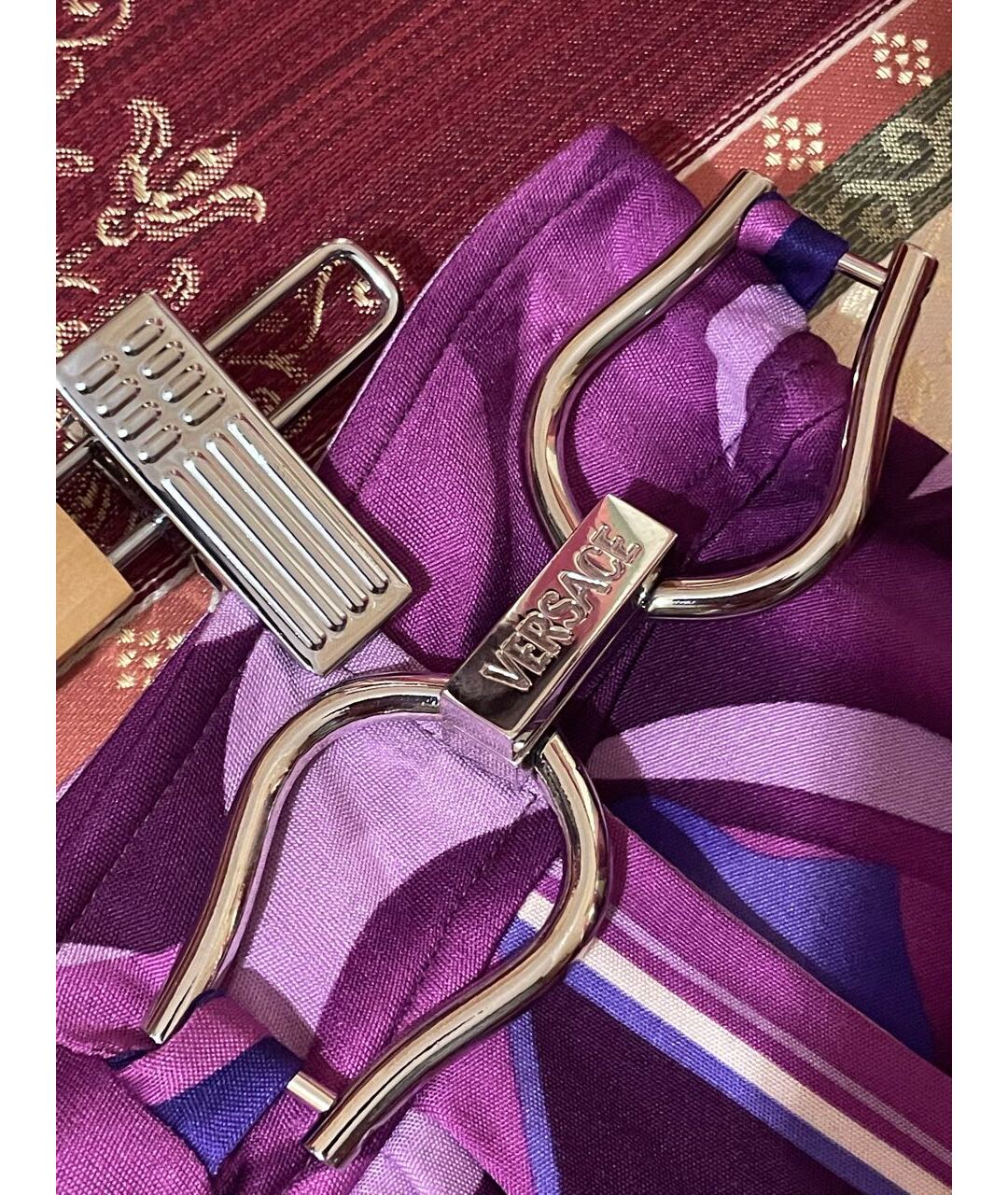 VERSACE VINTAGE Фиолетовая шелковая юбка миди, фото 2
