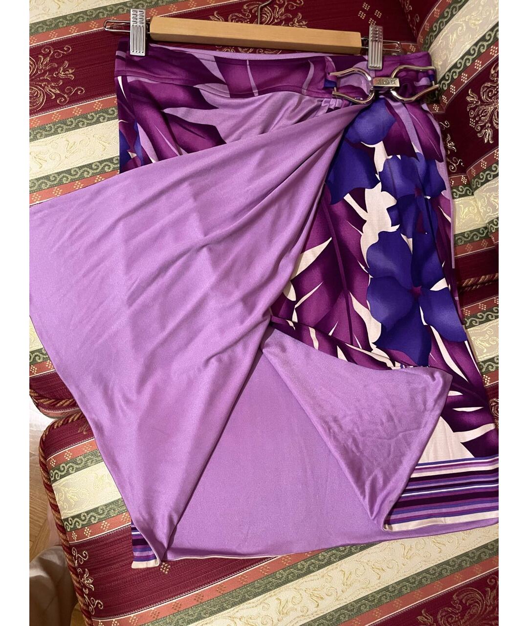 VERSACE VINTAGE Фиолетовая шелковая юбка миди, фото 6