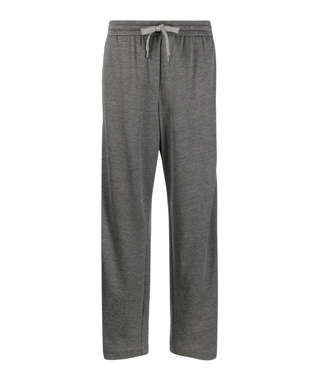 BRUNELLO CUCINELLI Серые хлопковые спортивные брюки и шорты, фото 1