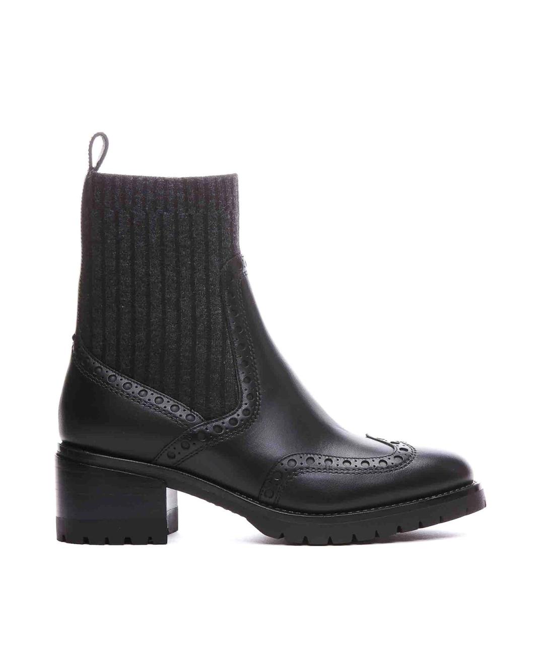 SANTONI Черные кожаные ботинки, фото 1