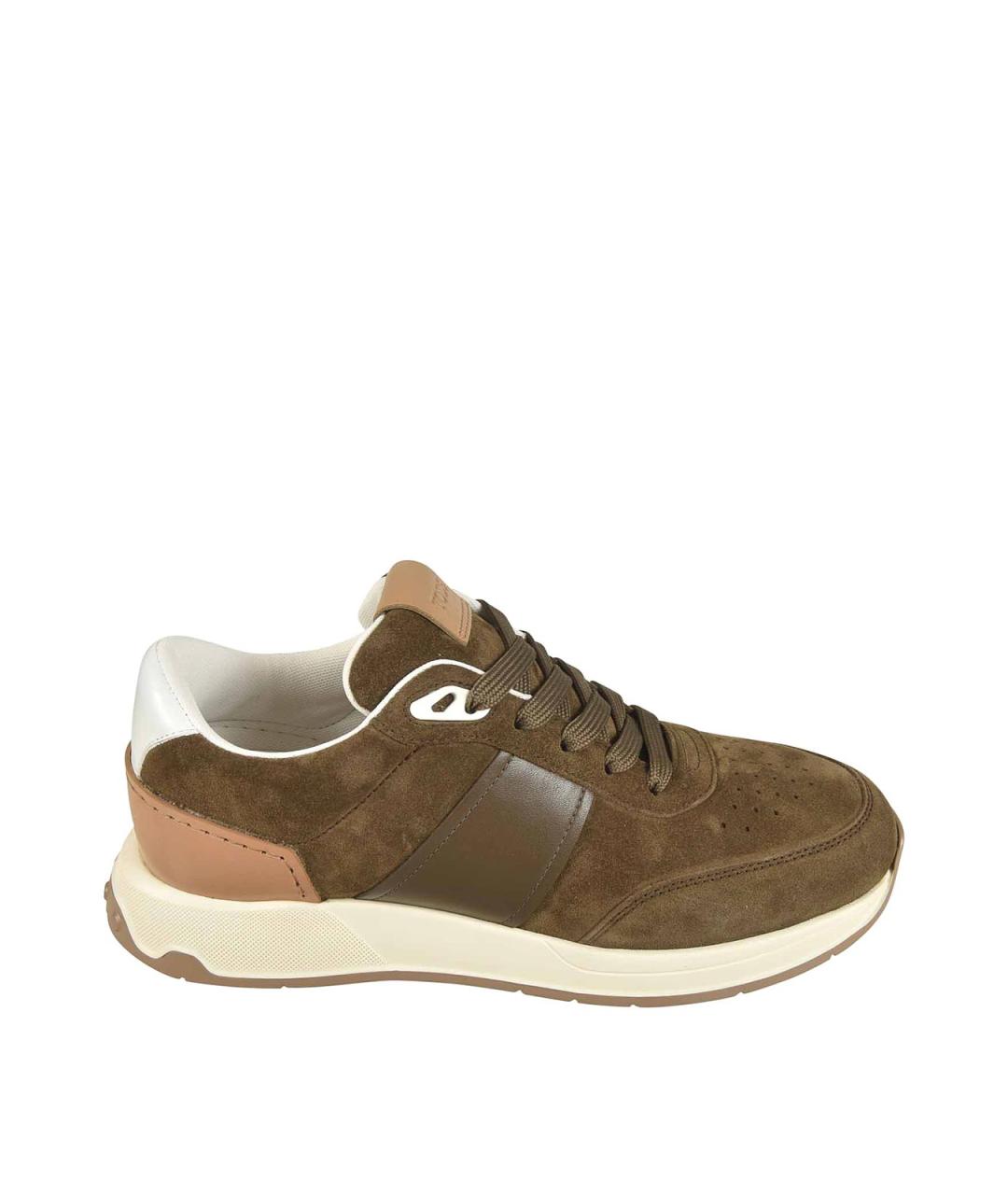 TOD'S Коричневые замшевые низкие кроссовки / кеды, фото 1