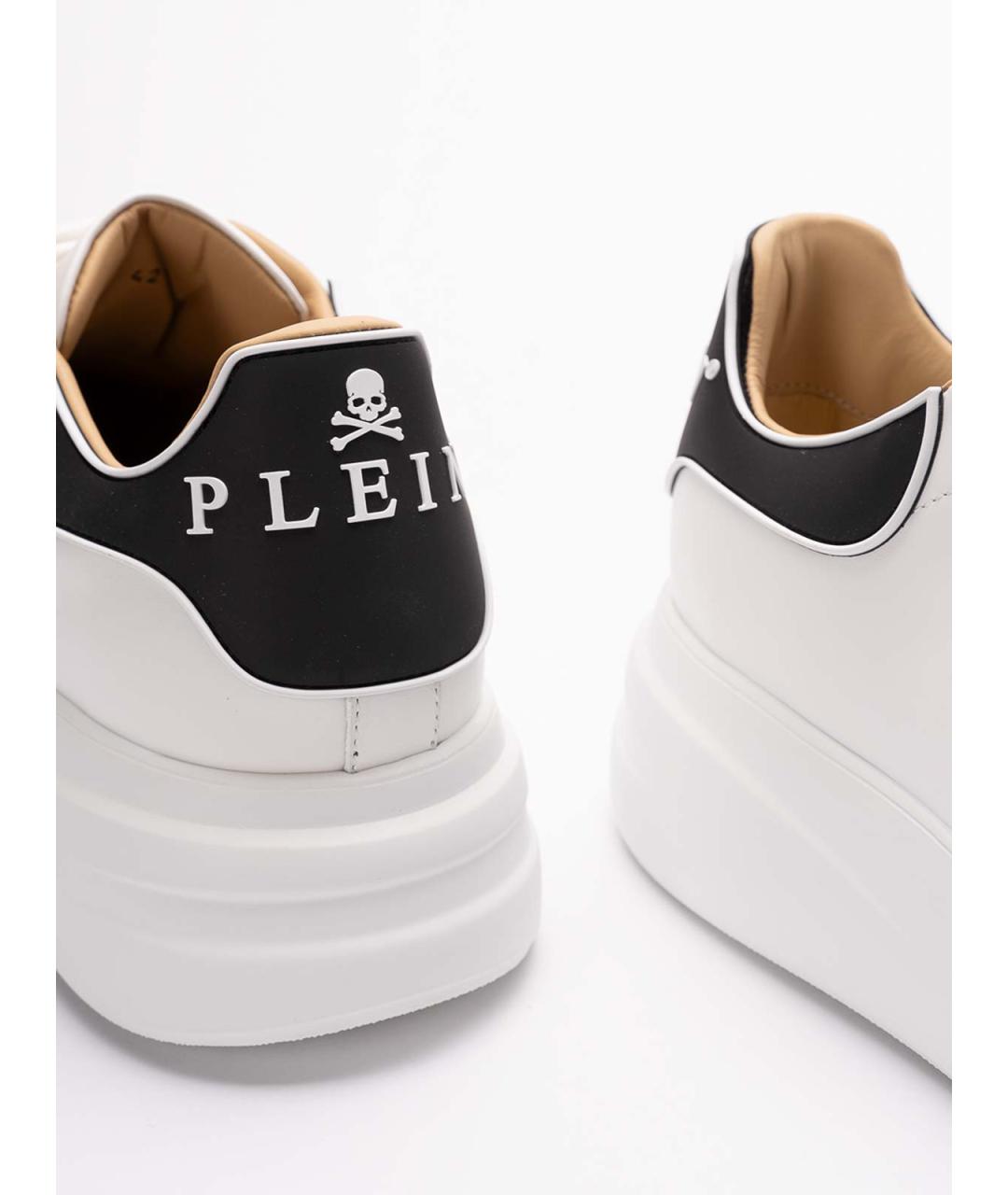 PHILIPP PLEIN Белые кожаные низкие кроссовки / кеды, фото 5
