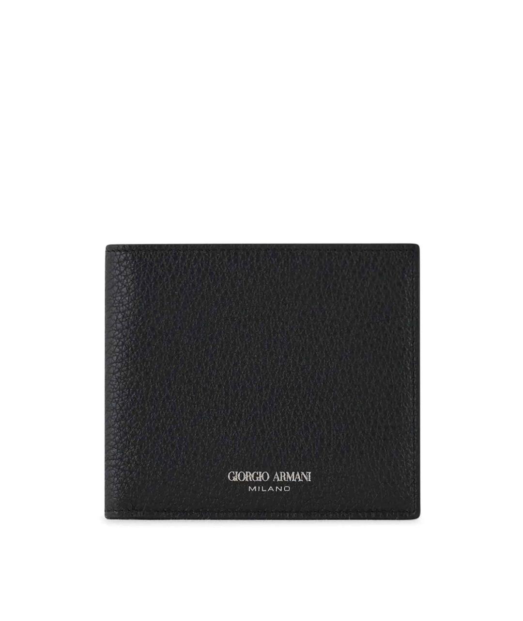 GIORGIO ARMANI Черный кожаный кошелек, фото 1