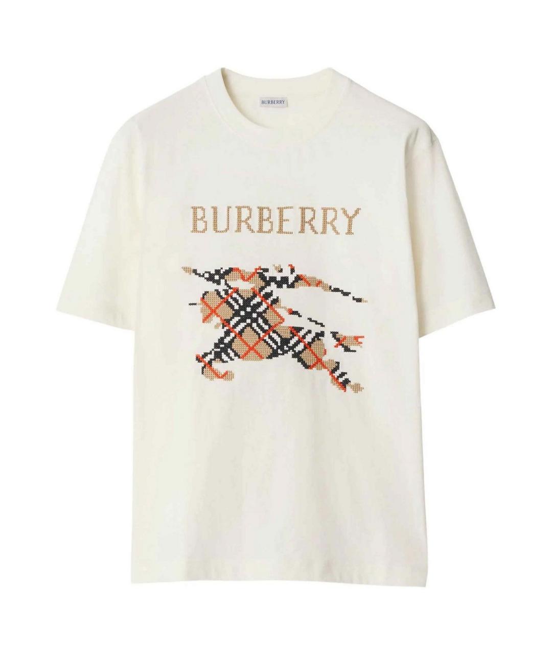 BURBERRY Белая хлопковая футболка, фото 1