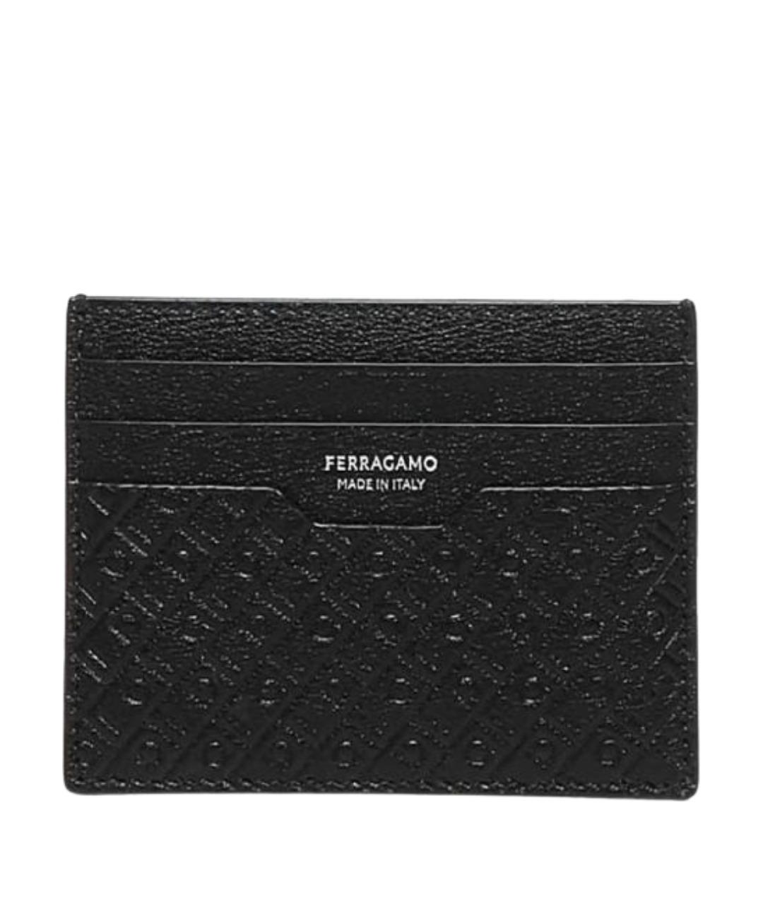 FERRAGAMO Черный кожаный кардхолдер, фото 1