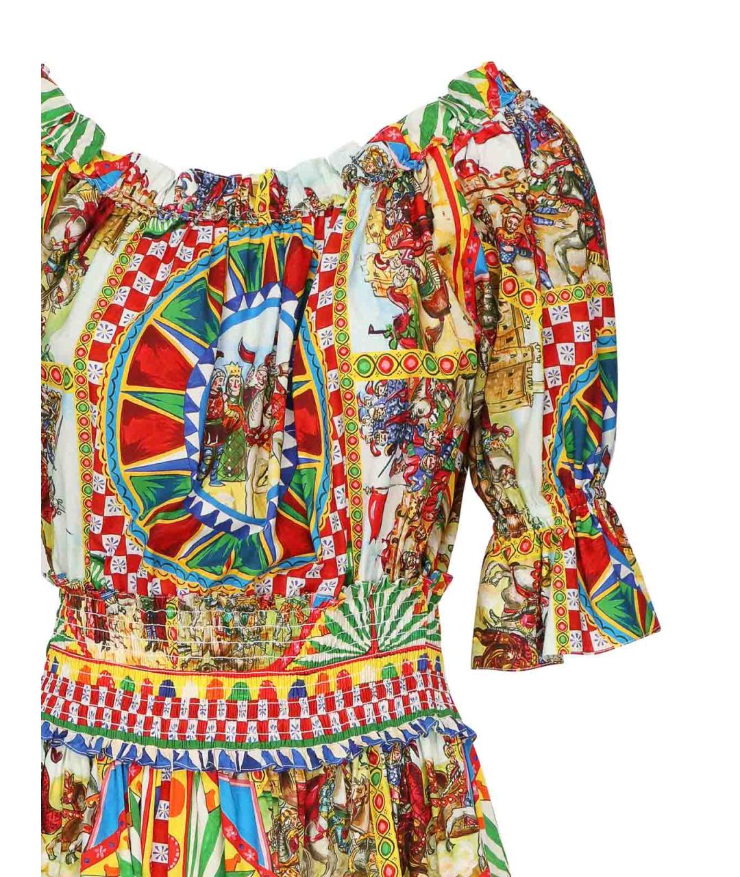 DOLCE&GABBANA Мульти хлопковое повседневное платье, фото 2