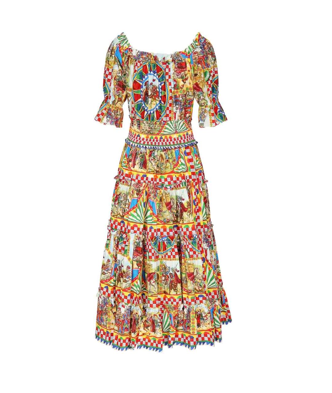 DOLCE&GABBANA Мульти хлопковое повседневное платье, фото 3
