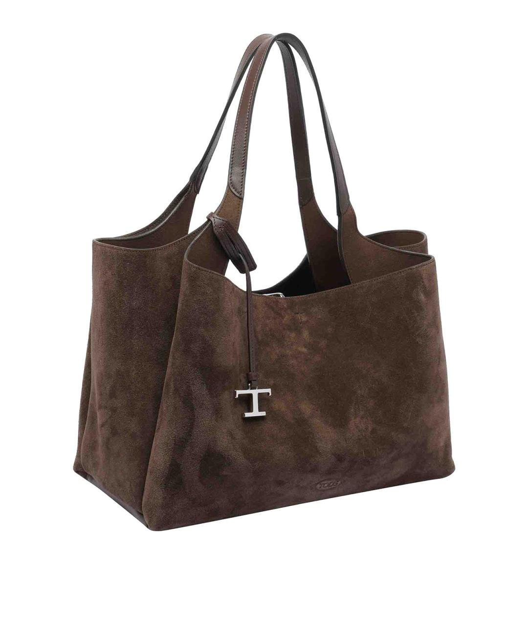 TOD'S Коричневая замшевая сумка тоут, фото 2