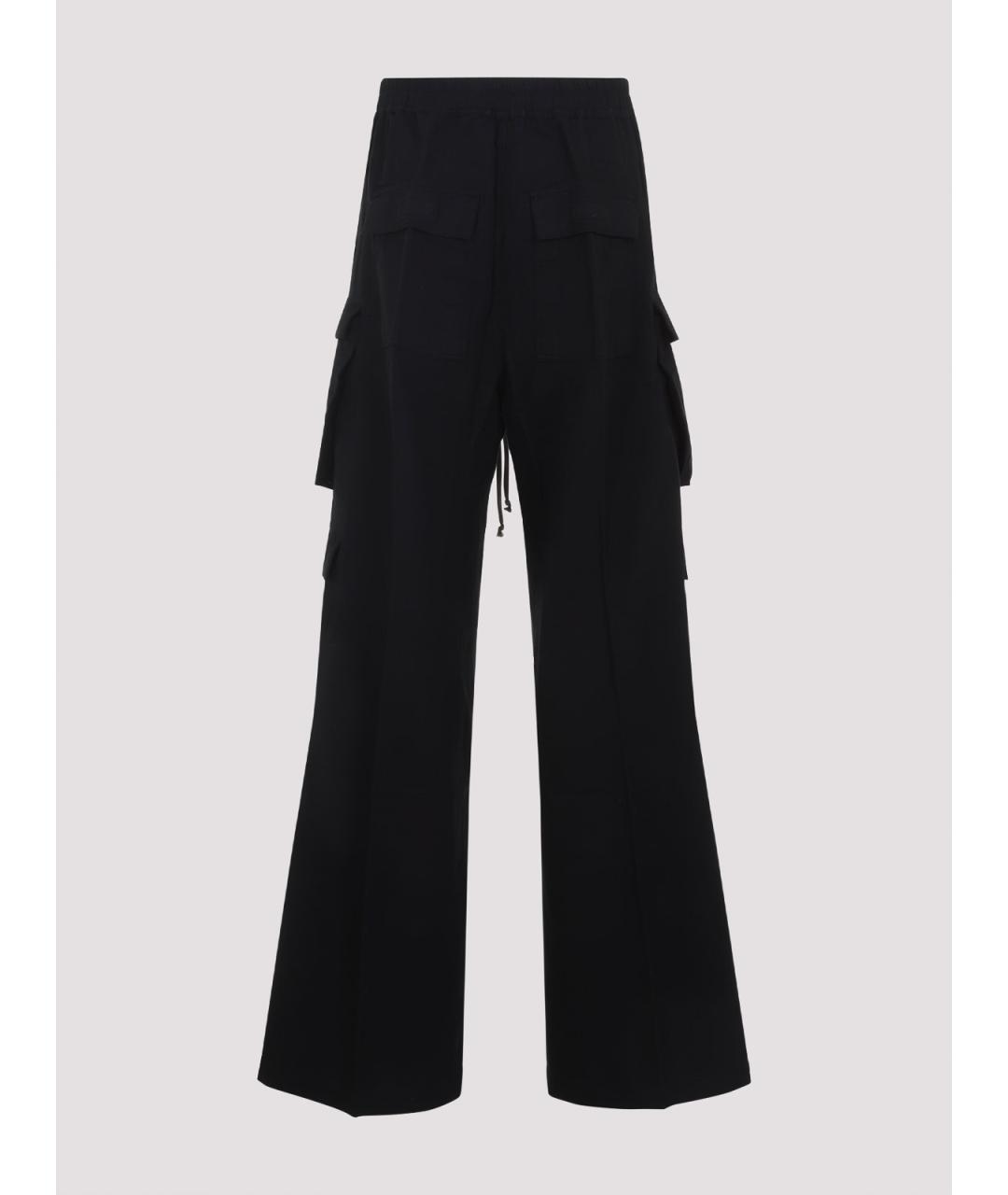 RICK OWENS Черные хлопковые повседневные брюки, фото 2