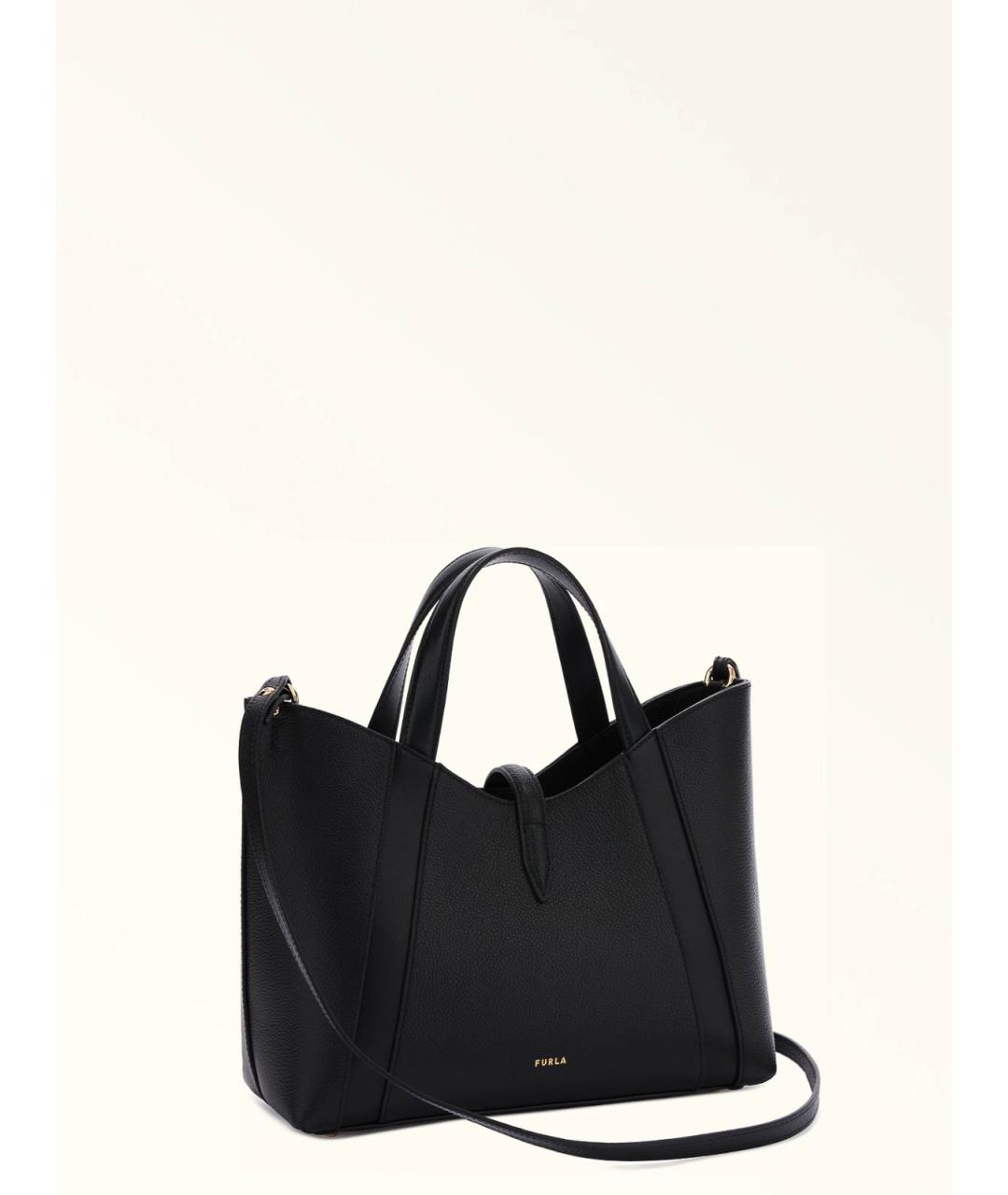 FURLA Черная кожаная сумка тоут, фото 3