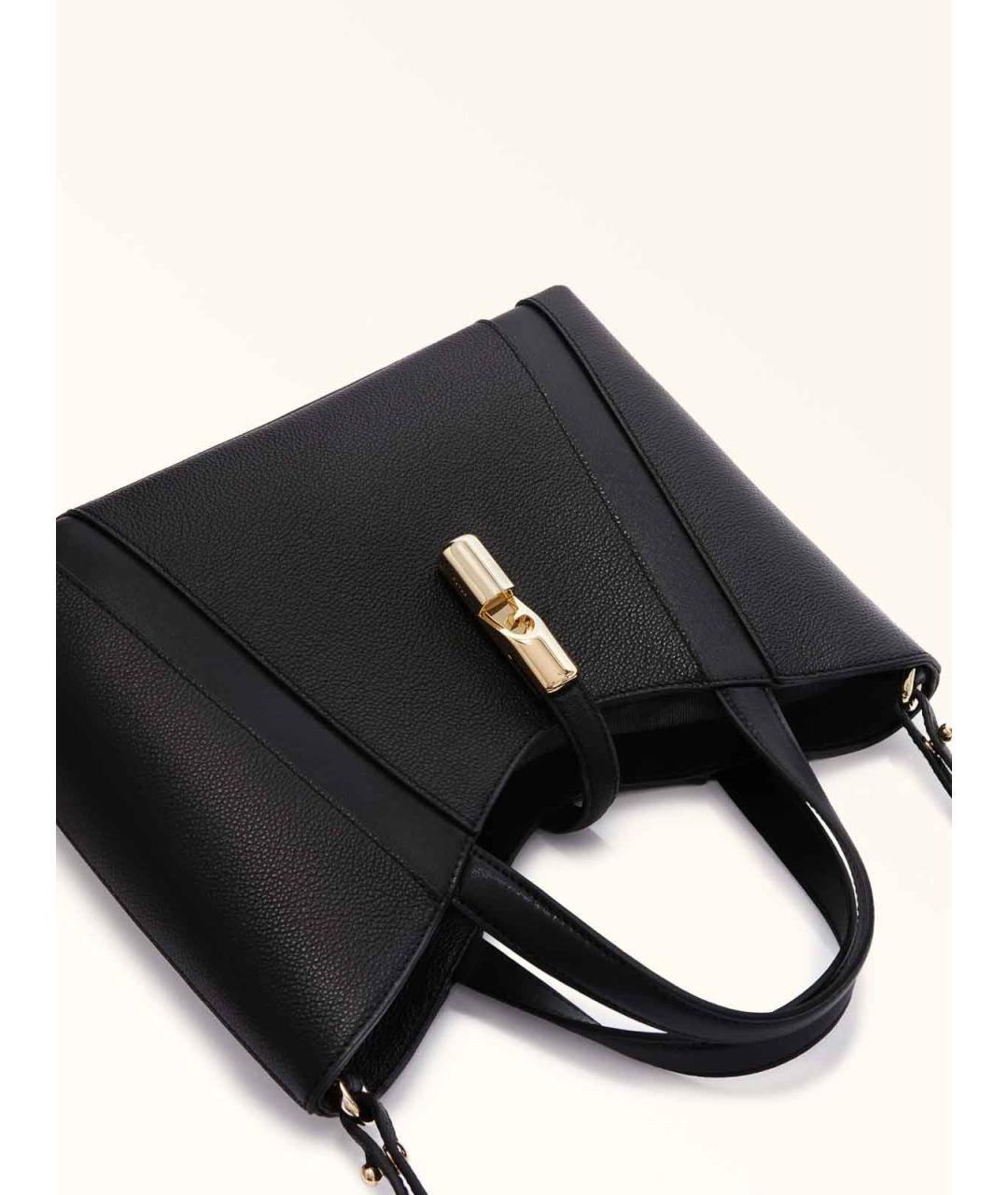 FURLA Черная кожаная сумка тоут, фото 2