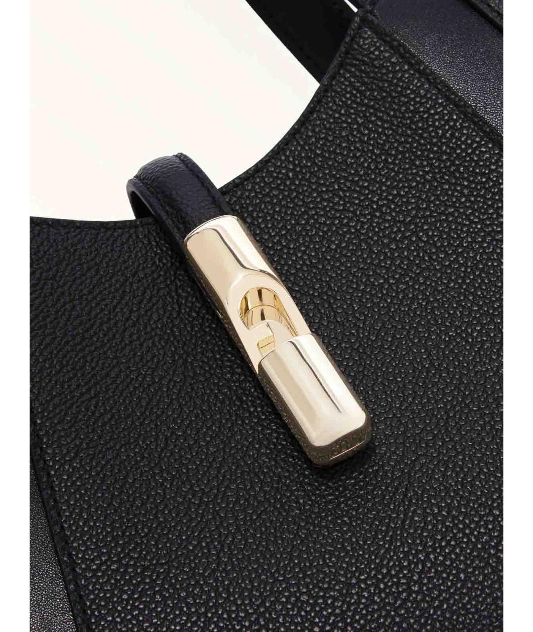 FURLA Черная кожаная сумка тоут, фото 5