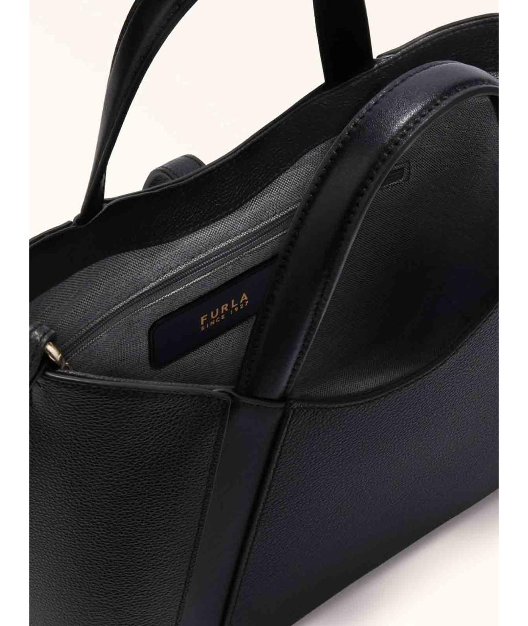FURLA Черная кожаная сумка тоут, фото 4
