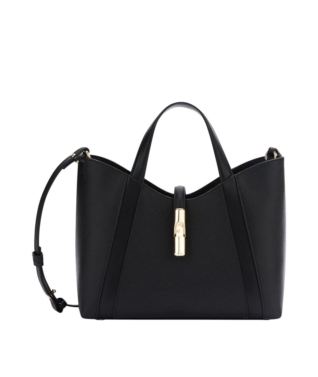 FURLA Черная кожаная сумка тоут, фото 1