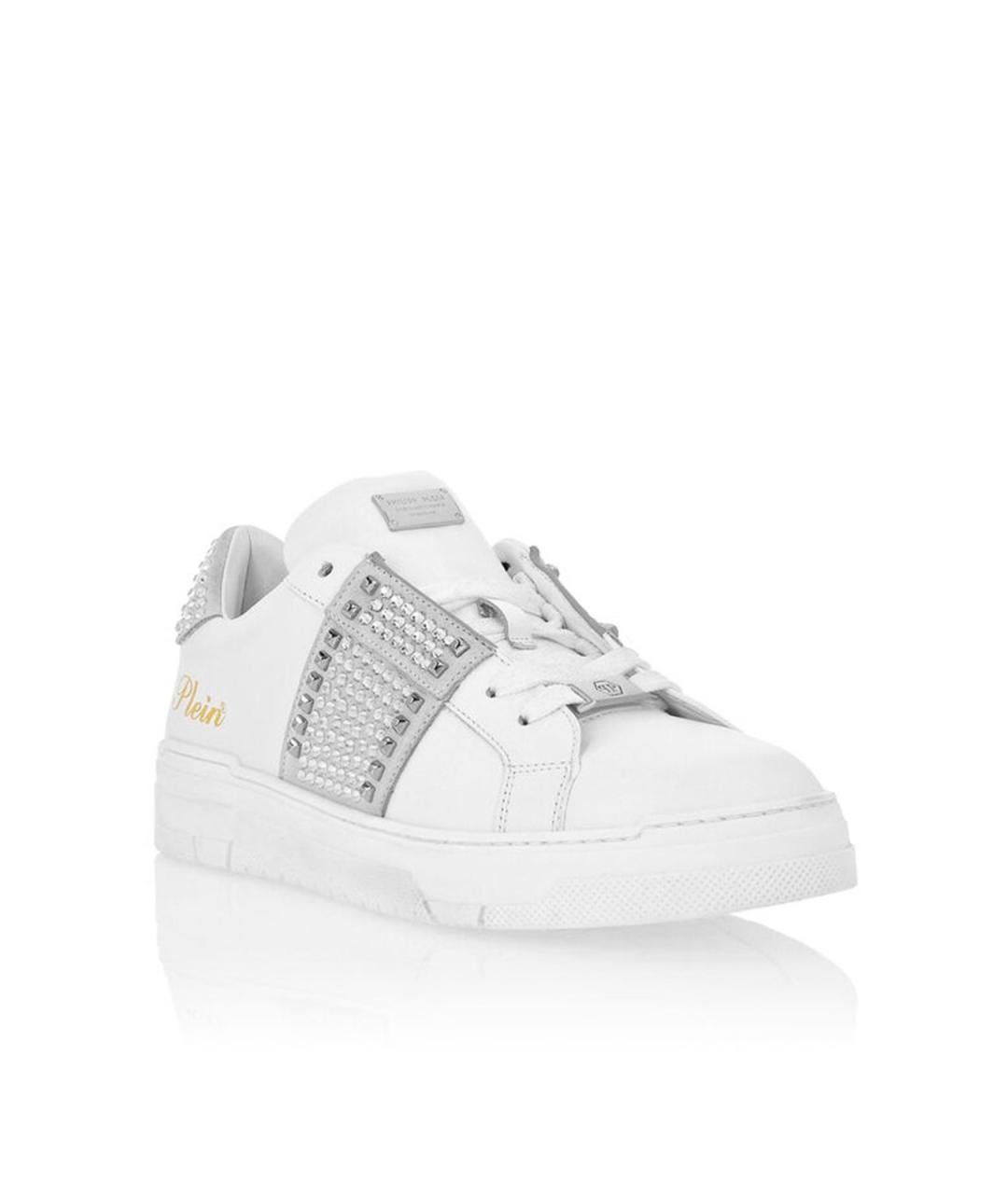 PHILIPP PLEIN Белые кожаные кроссовки, фото 2