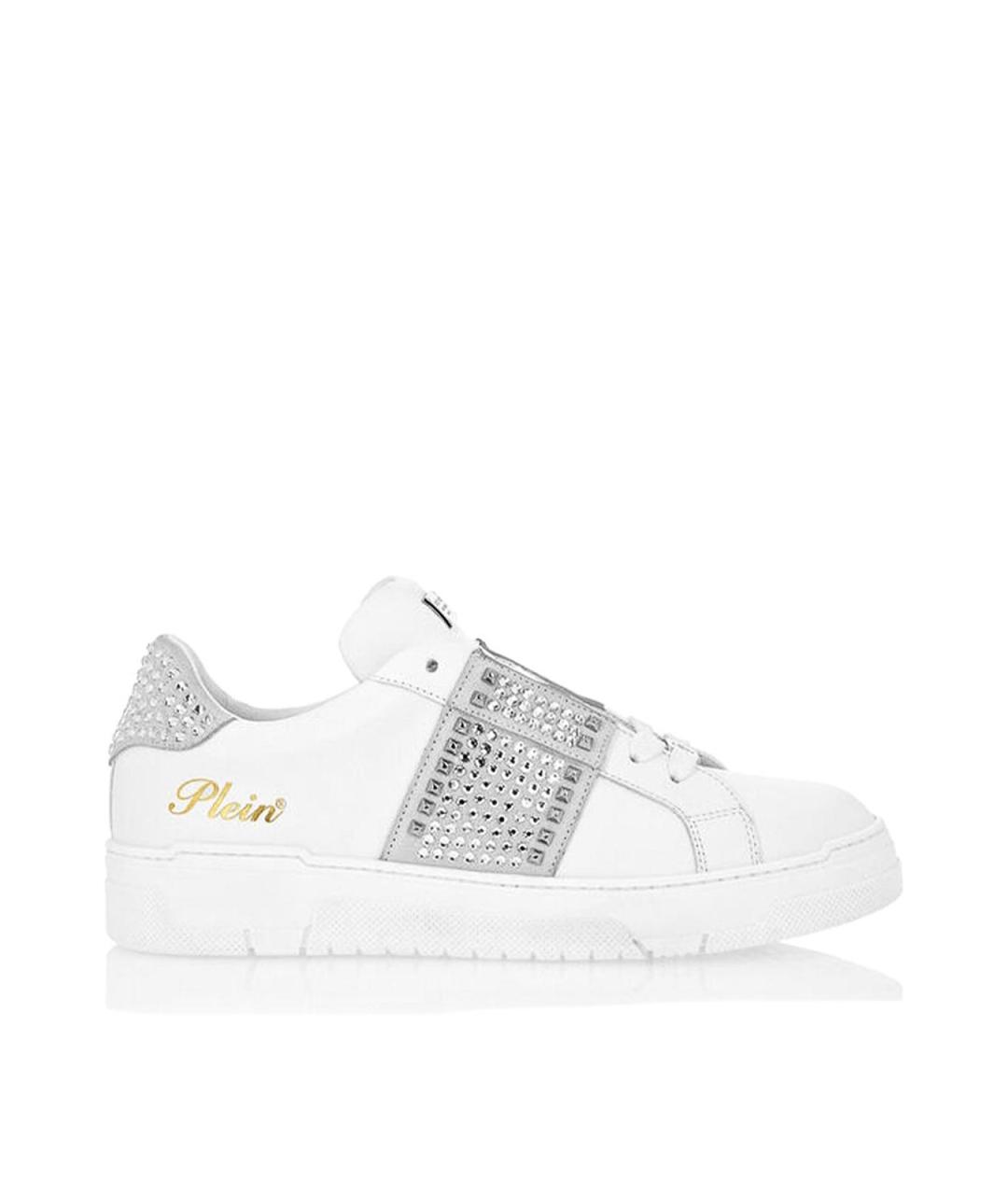 PHILIPP PLEIN Белые кожаные кроссовки, фото 1