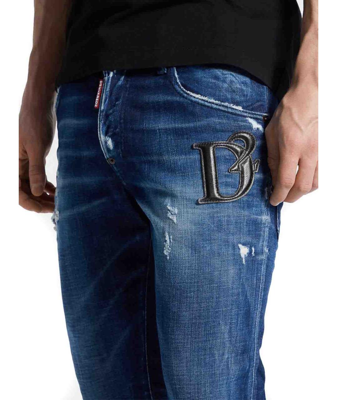 DSQUARED2 Синие хлопковые джинсы скинни, фото 4