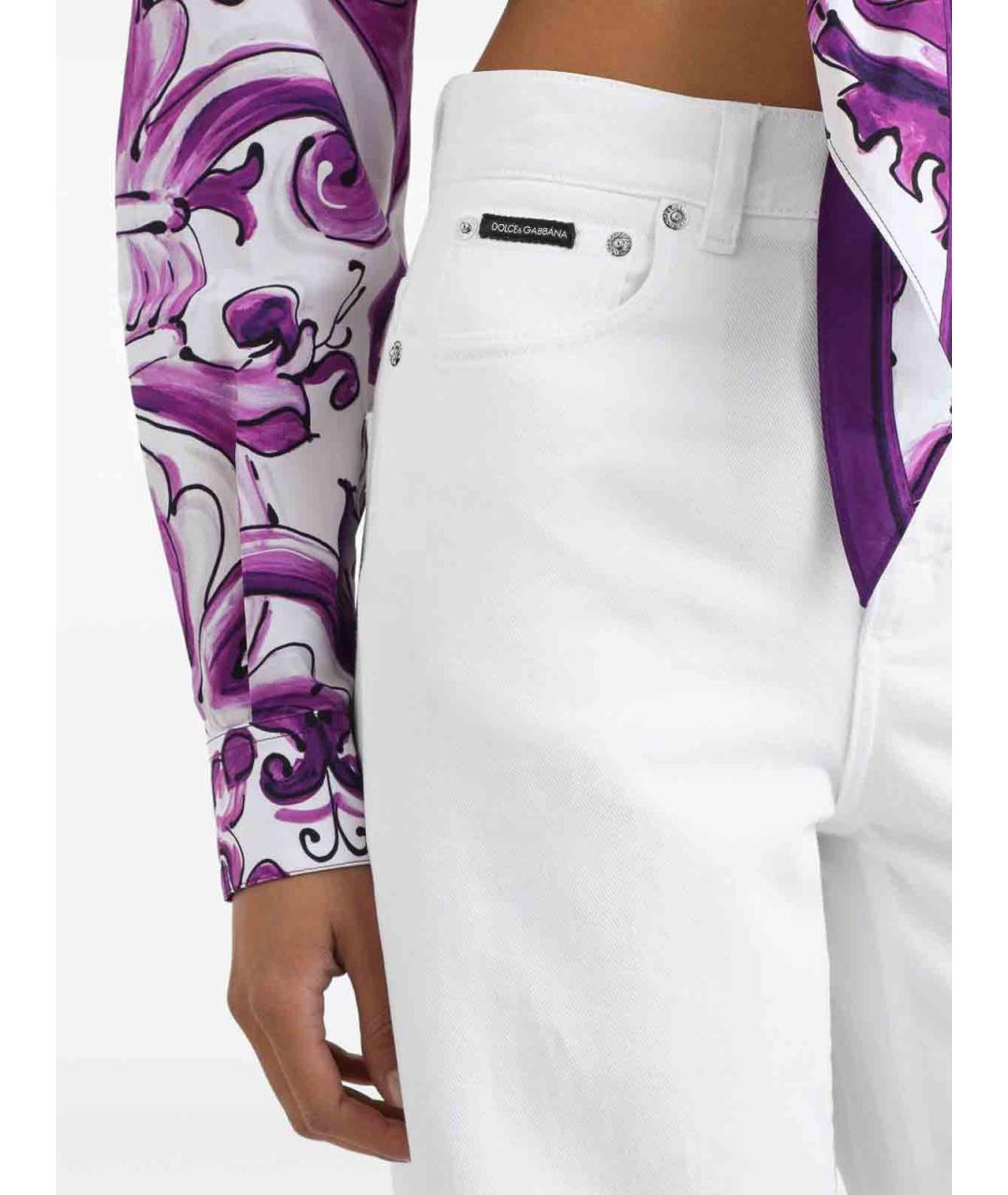 DOLCE&GABBANA Белые хлопковые прямые джинсы, фото 2