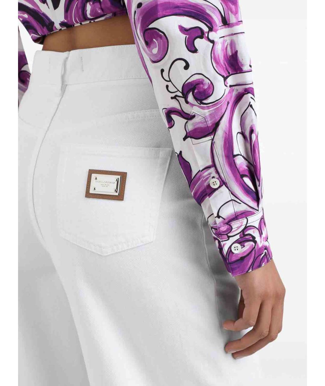 DOLCE&GABBANA Белые хлопковые прямые джинсы, фото 4