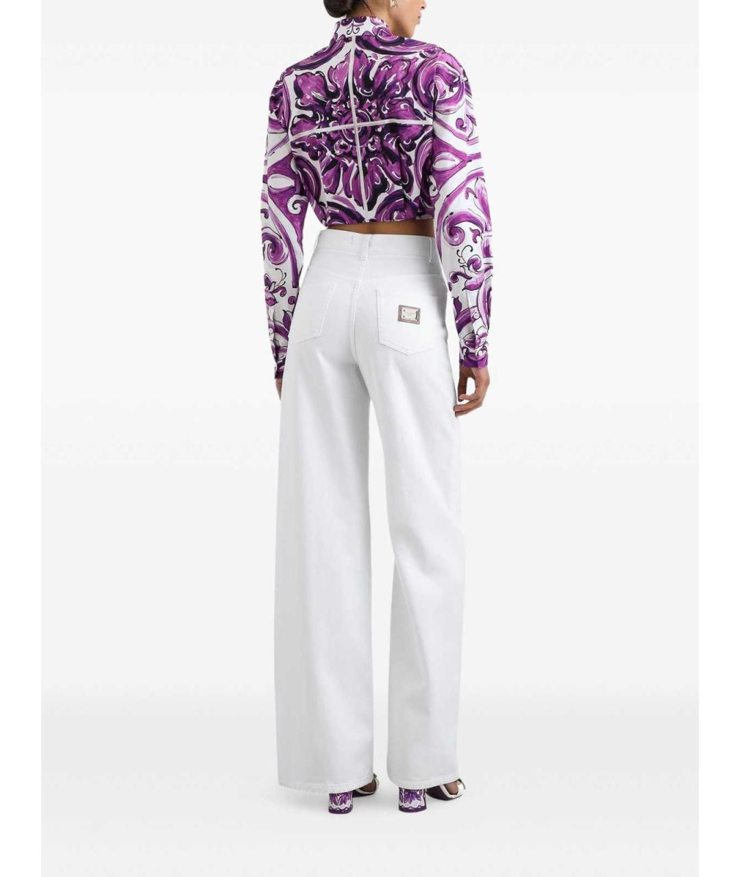 DOLCE&GABBANA Белые хлопковые прямые джинсы, фото 3