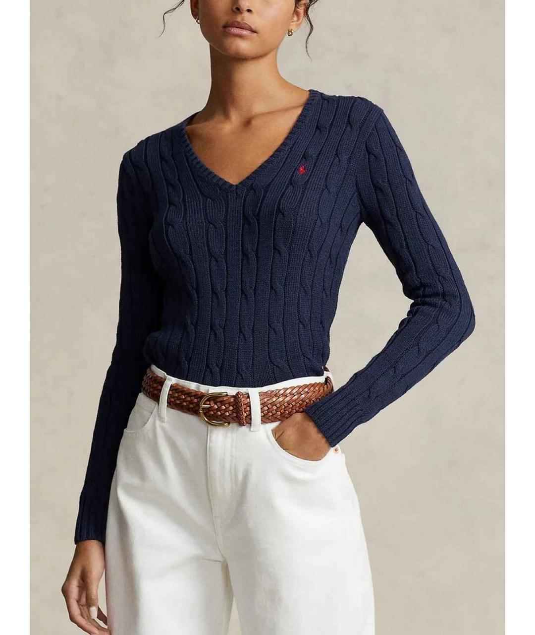 POLO RALPH LAUREN Темно-синий хлопковый джемпер / свитер, фото 2