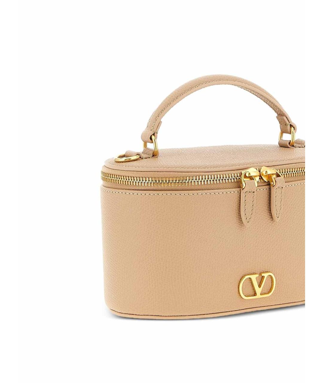 VALENTINO Бежевая кожаная косметичка, фото 4
