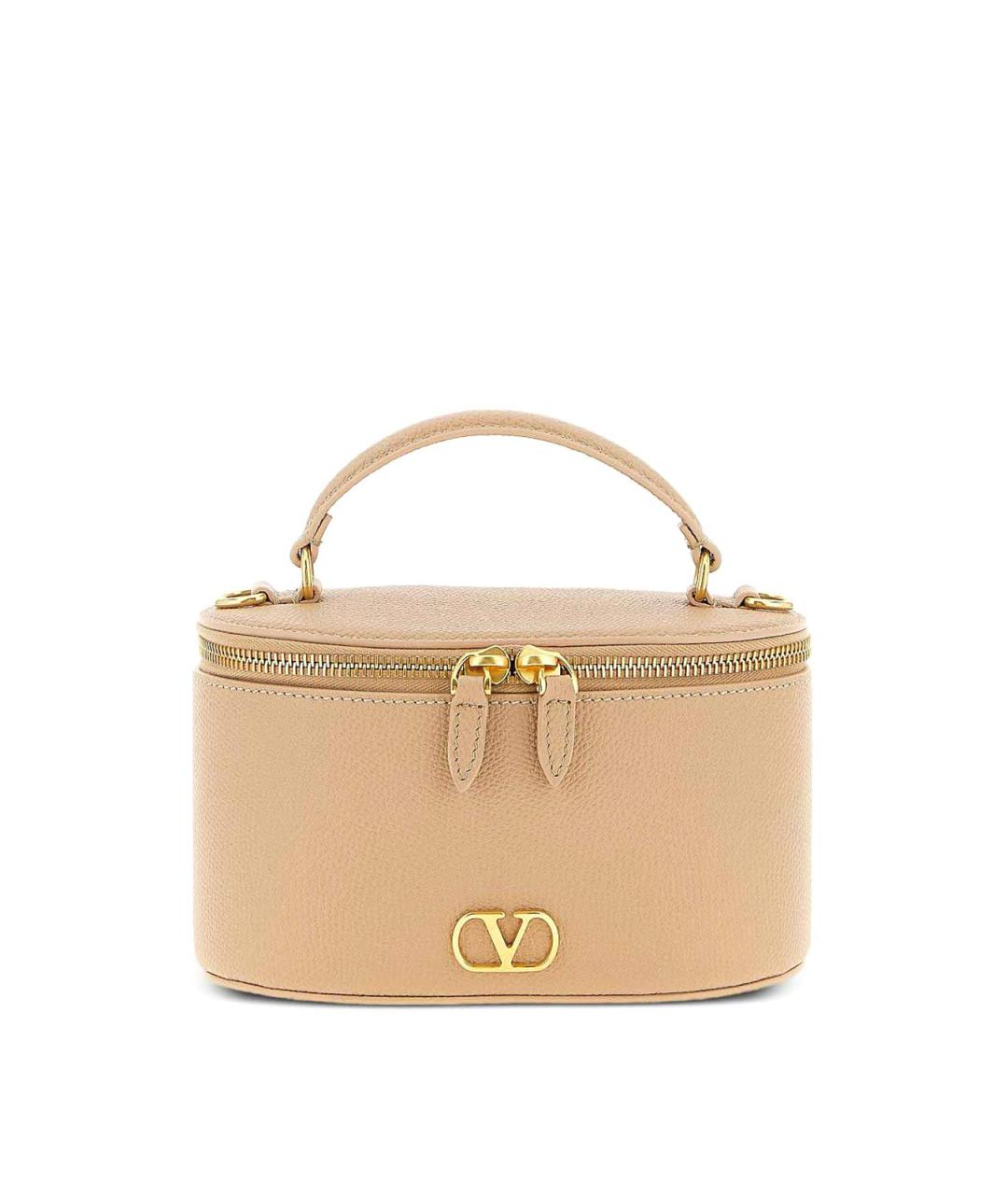 VALENTINO Бежевая кожаная косметичка, фото 1