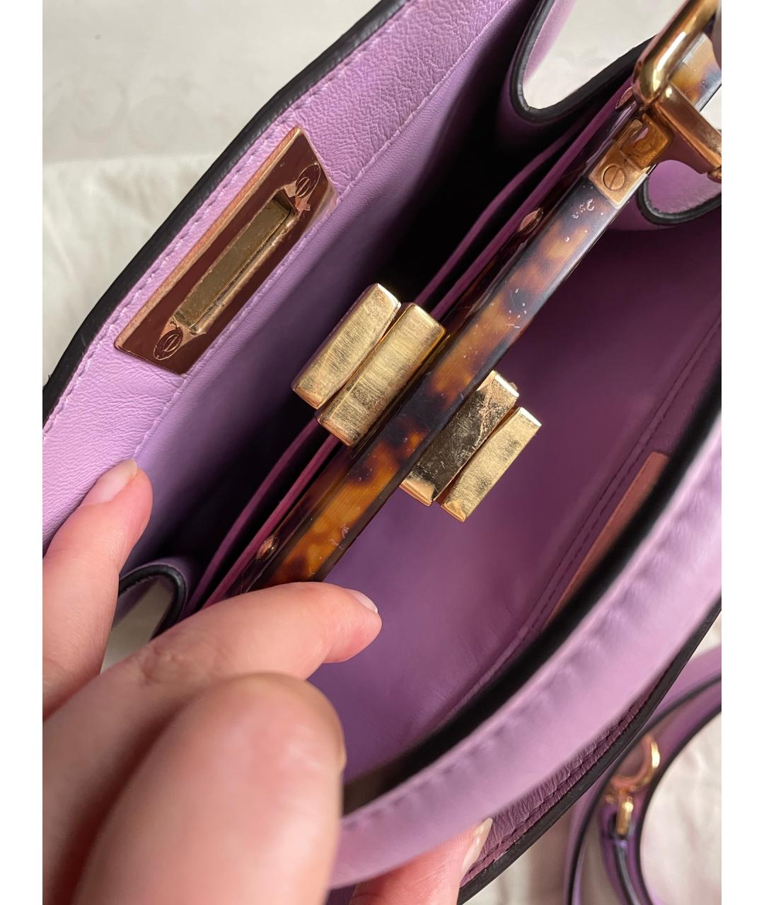FENDI Фиолетовая кожаная сумка тоут, фото 6