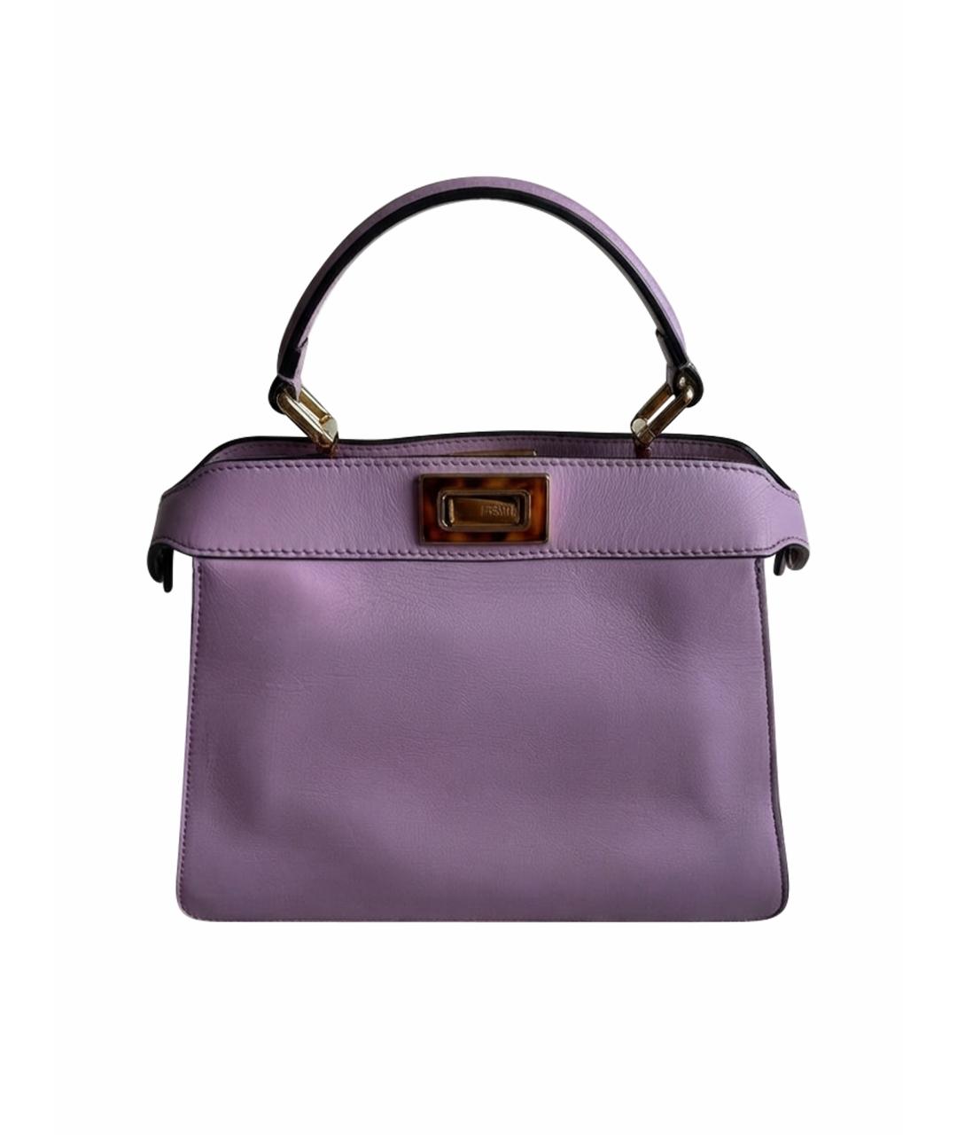 FENDI Фиолетовая кожаная сумка тоут, фото 1