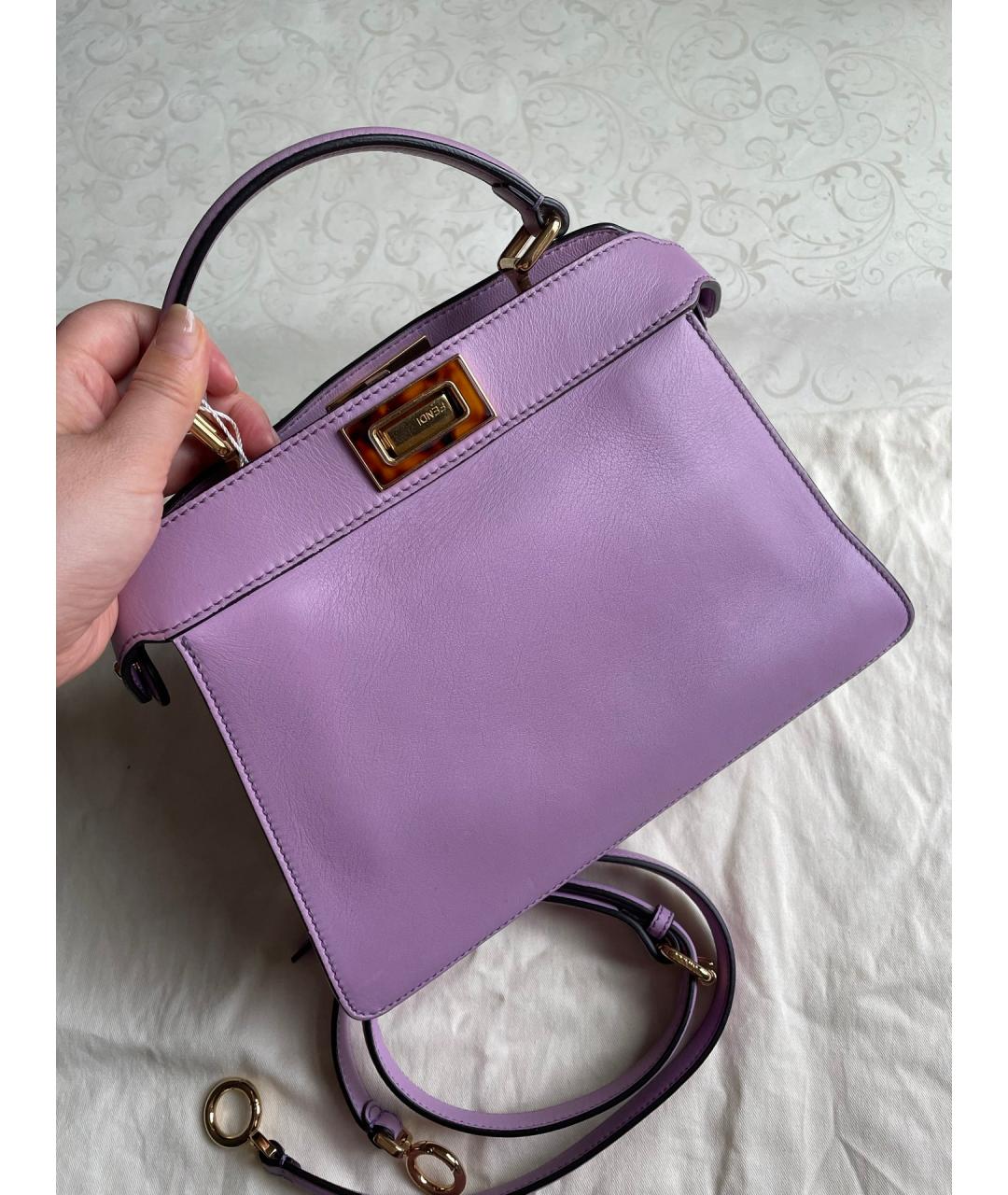 FENDI Фиолетовая кожаная сумка тоут, фото 2