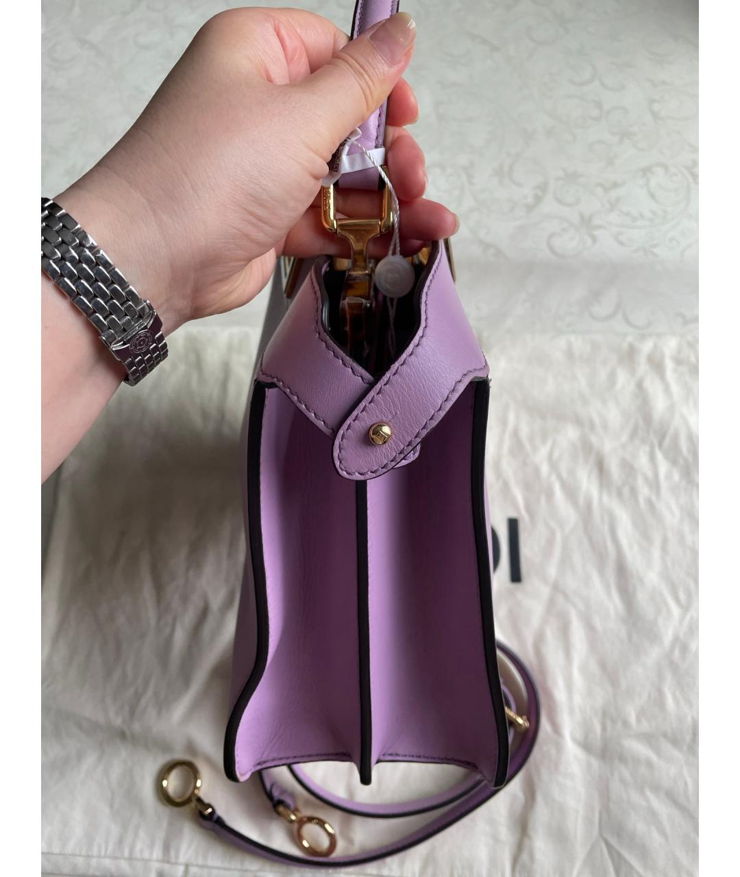 FENDI Фиолетовая кожаная сумка тоут, фото 5
