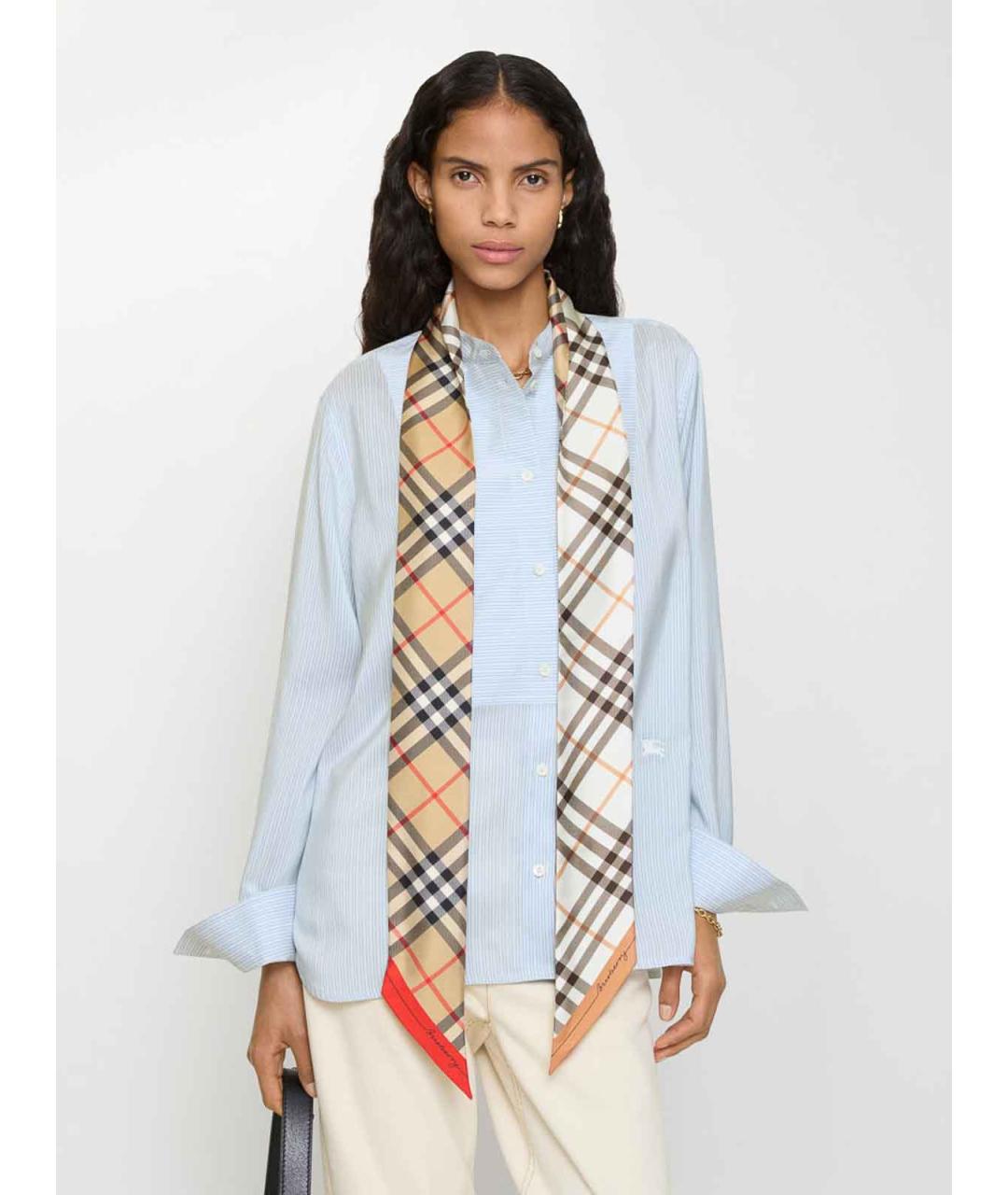 BURBERRY Бежевый шелковый шарф, фото 2