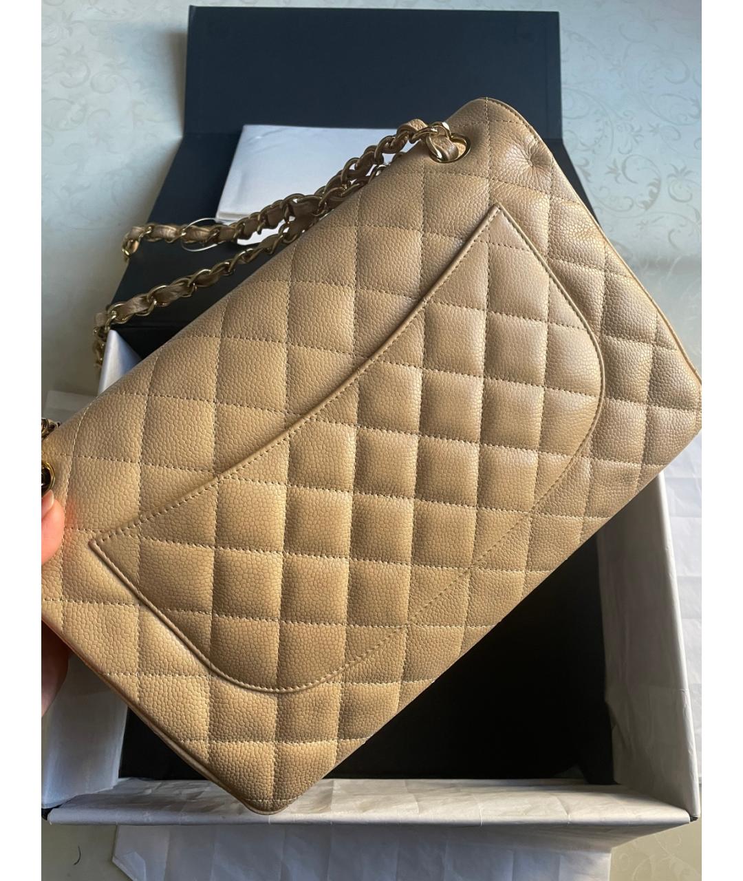 CHANEL Бежевая кожаная сумка через плечо, фото 3