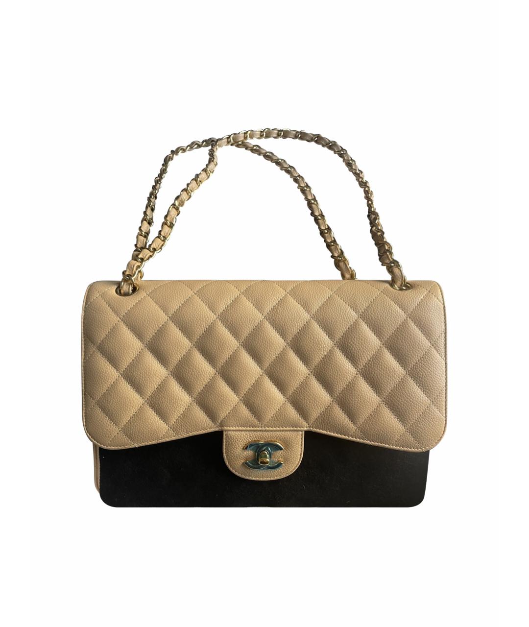 CHANEL Бежевая кожаная сумка через плечо, фото 1
