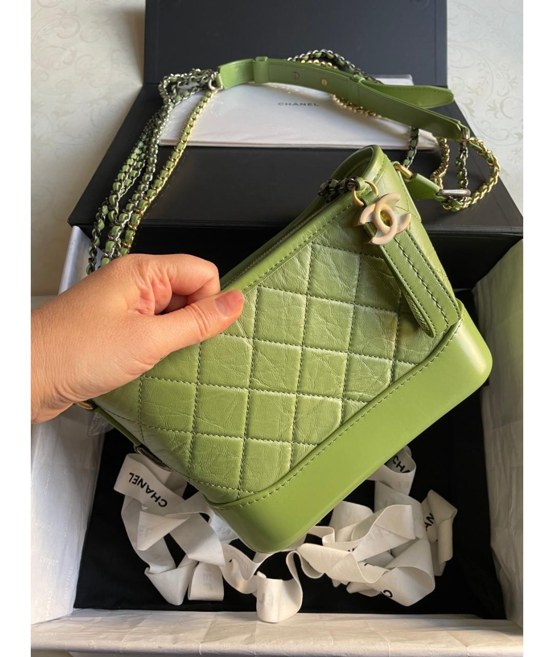 CHANEL Зеленая кожаная сумка через плечо, фото 2