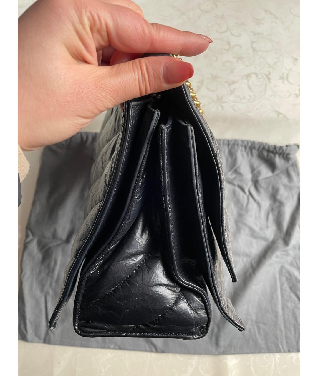 BALENCIAGA Черная кожаная сумка через плечо, фото 5