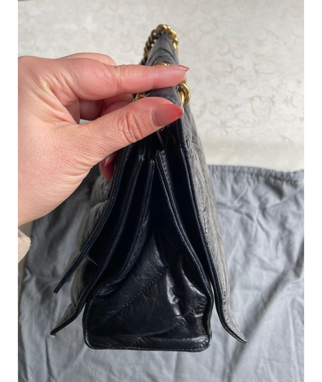BALENCIAGA Черная кожаная сумка через плечо, фото 4